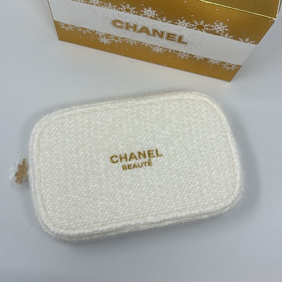 Chanel Gold and White Cosmetic Bag